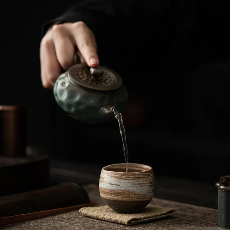 Espresso Cups Ceramic 80 ml | Handmade Rustic Stoneware | Heat Retaining Dishwasher and Microwave Safe Lead-Free Set