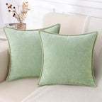 Chenille Throw Pillow Cover Stitched Edge Cushion Case