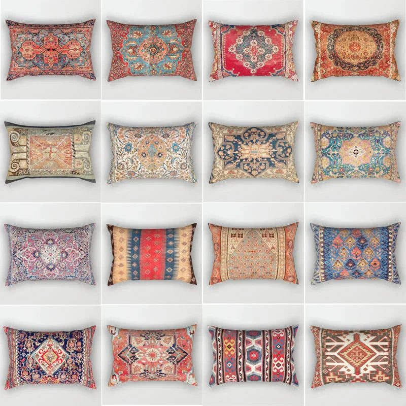 Moroccan Persian Style Pillowcase | Retro Bohemian Decorative Pattern | Vintage Texture for Sofas Beds and Accent Chairs
