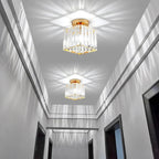 Crystal Flush Mount Ceiling Light Iron and Crystal Glass | Hardwired E27 Base | Functional Ambient Lighting for Hallways