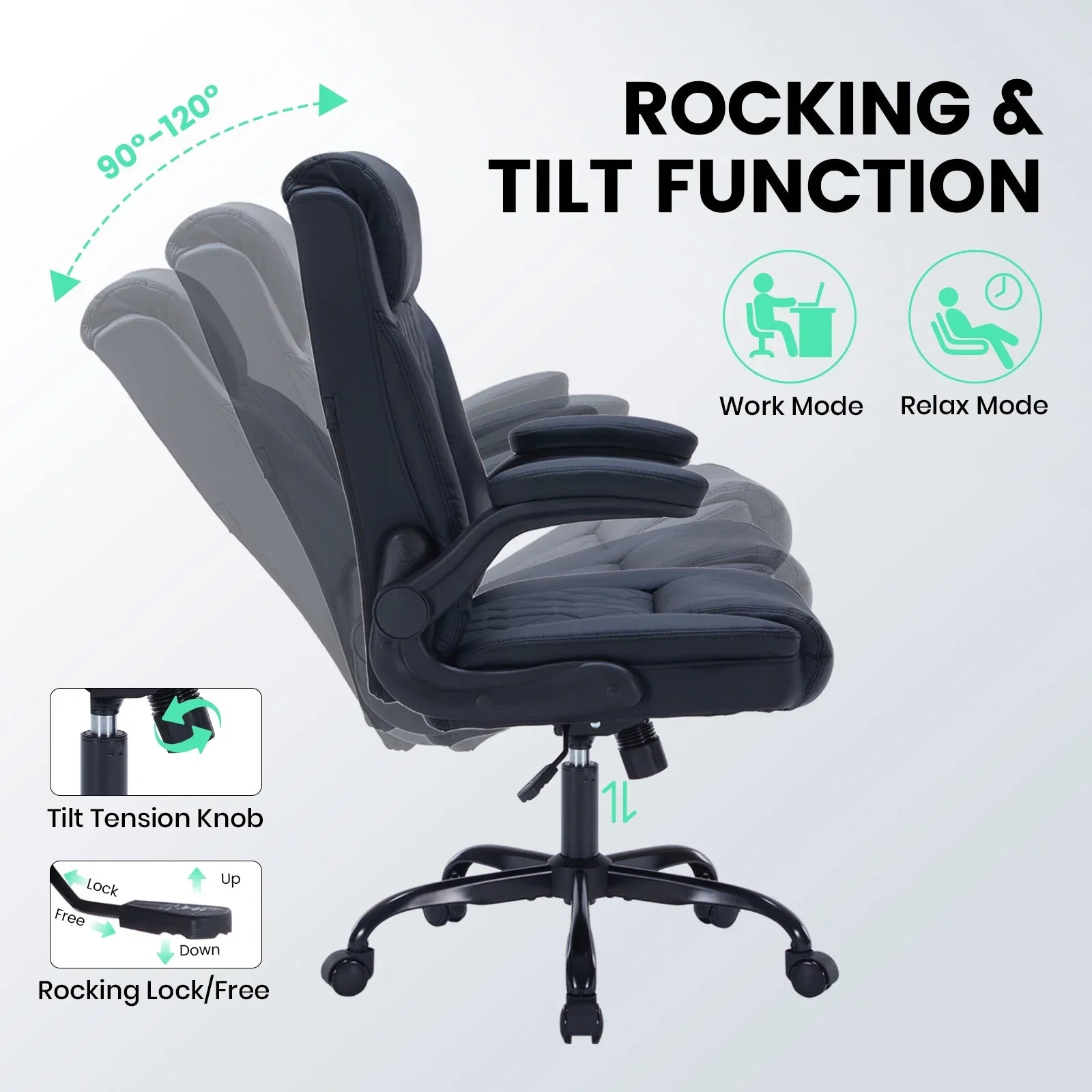 Ergonomic Executive Office Chair Padded Leather Desk Chair