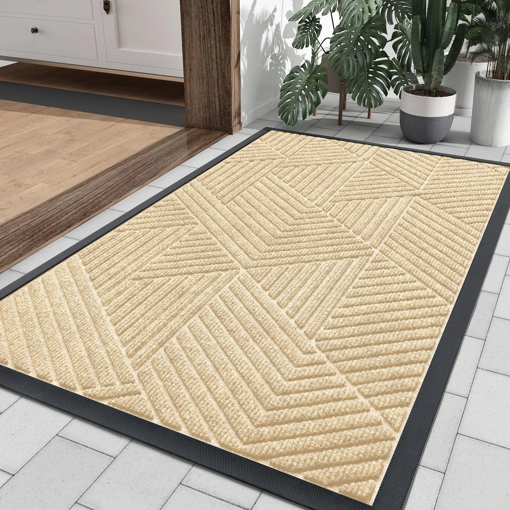 Geometric Absorbent Door Mat Non Slip Entry Rug