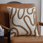Boho Chenille Decorative Pillow with Soft Geometric Lines for Sofa and Living Room