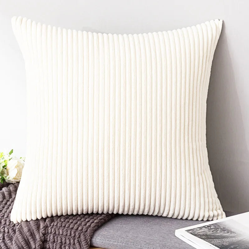 Corduroy Striped Throw Pillow Textured Decorative Cushion Cover