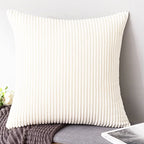 Corduroy Striped Throw Pillow Textured Decorative Cushion Cover