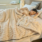 Textured Flannel Blanket Plush Fleece Throw Cover