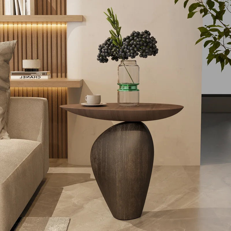 Sculptural Pedestal Side Table Modern Wabi Sabi Accent Table