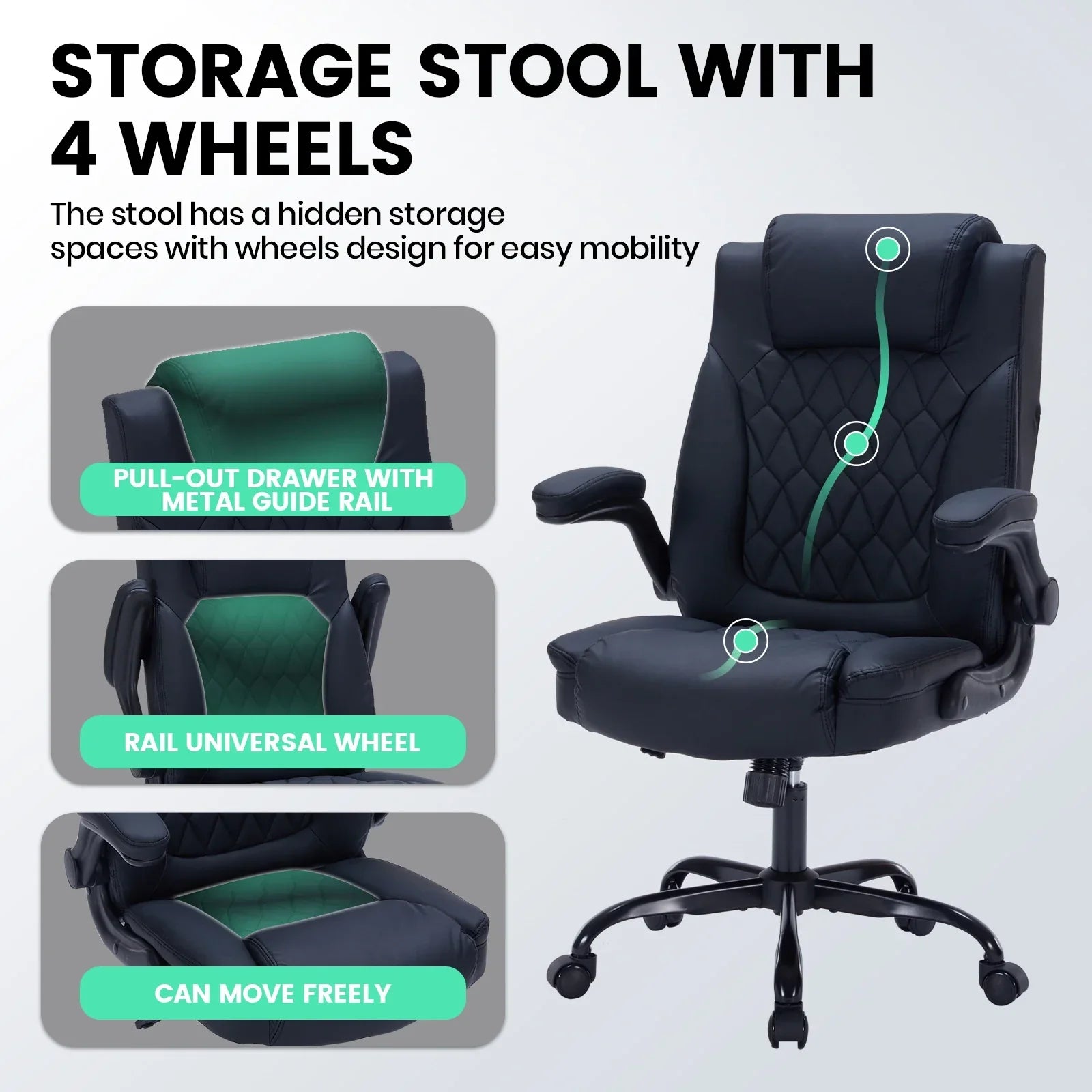 Ergonomic Executive Office Chair Padded Leather Desk Chair