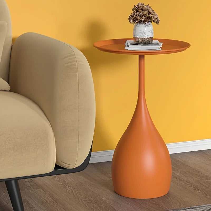 Mobile Round Side Table with Light Luxury Mini Design for Sofa or Bed