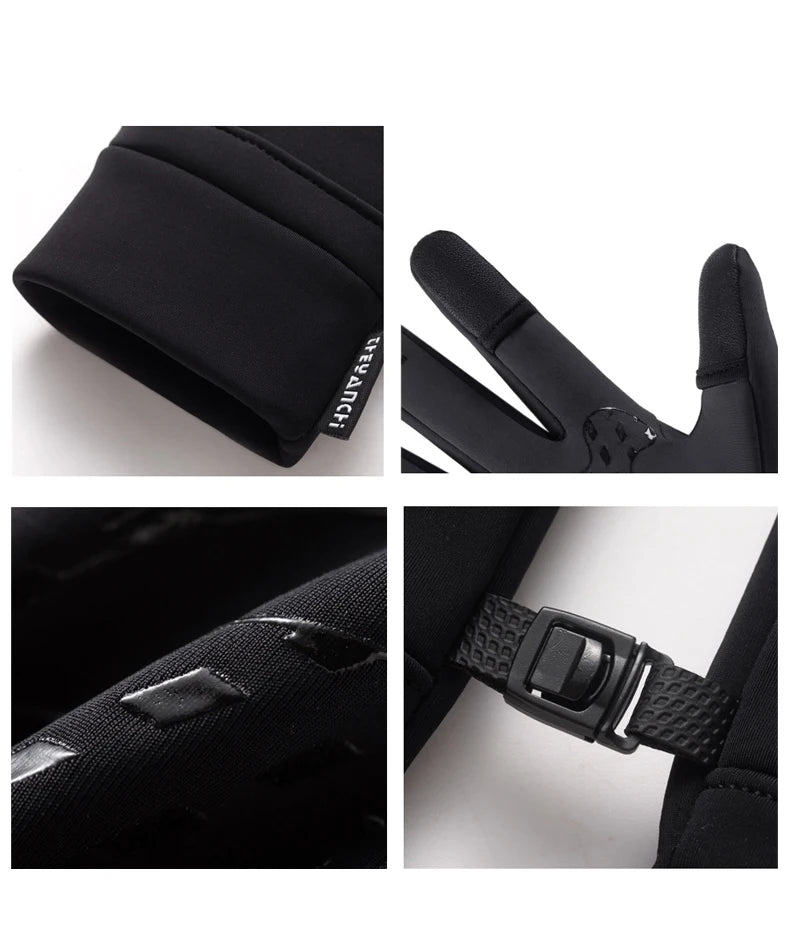 Waterproof Winter Gloves | Thermal Touchscreen Cycling Gloves | Windproof Outdoor Rain Gloves with Warm Thermal Fleece Lining