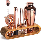 Stainless Steel Cocktail Shaker Set Bartender Kit Bamboo Stand - Image 8