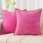 Chenille Throw Pillow Cover Stitched Edge Cushion Case