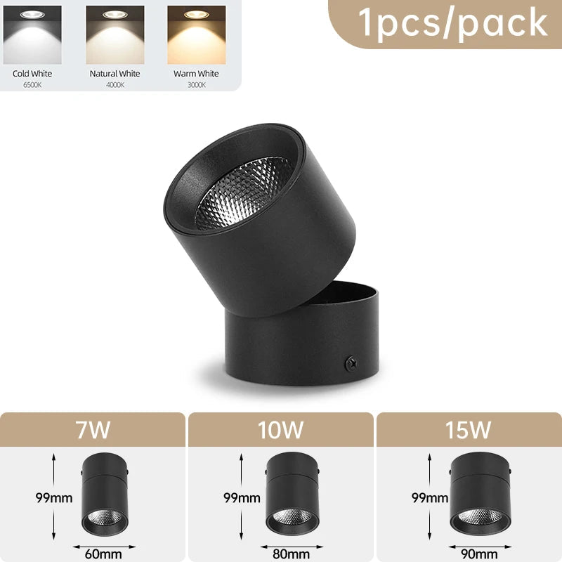 LED Surface Mounted Recessed Spotlight Tri-Color Ceiling Lamp