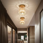 Crystal Flush Mount Ceiling Light Iron and Crystal Glass | Hardwired E27 Base | Functional Ambient Lighting for Hallways