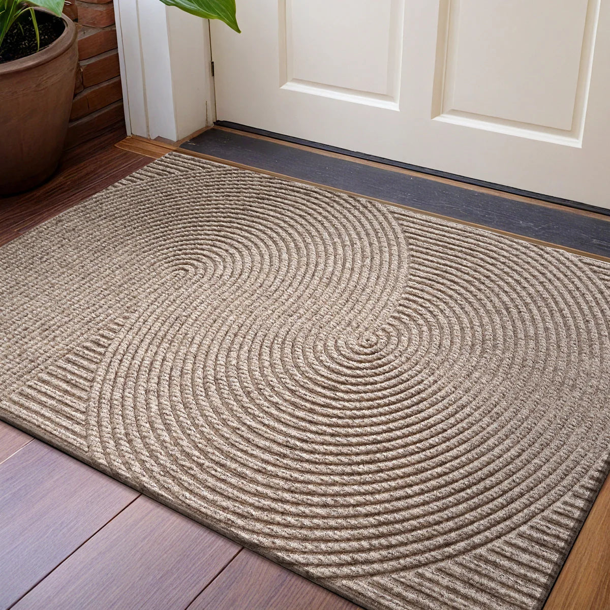 3D Groove Doormat - Wear-Resistant Polyester with Non-Slip for Indoor and Outdoor Use