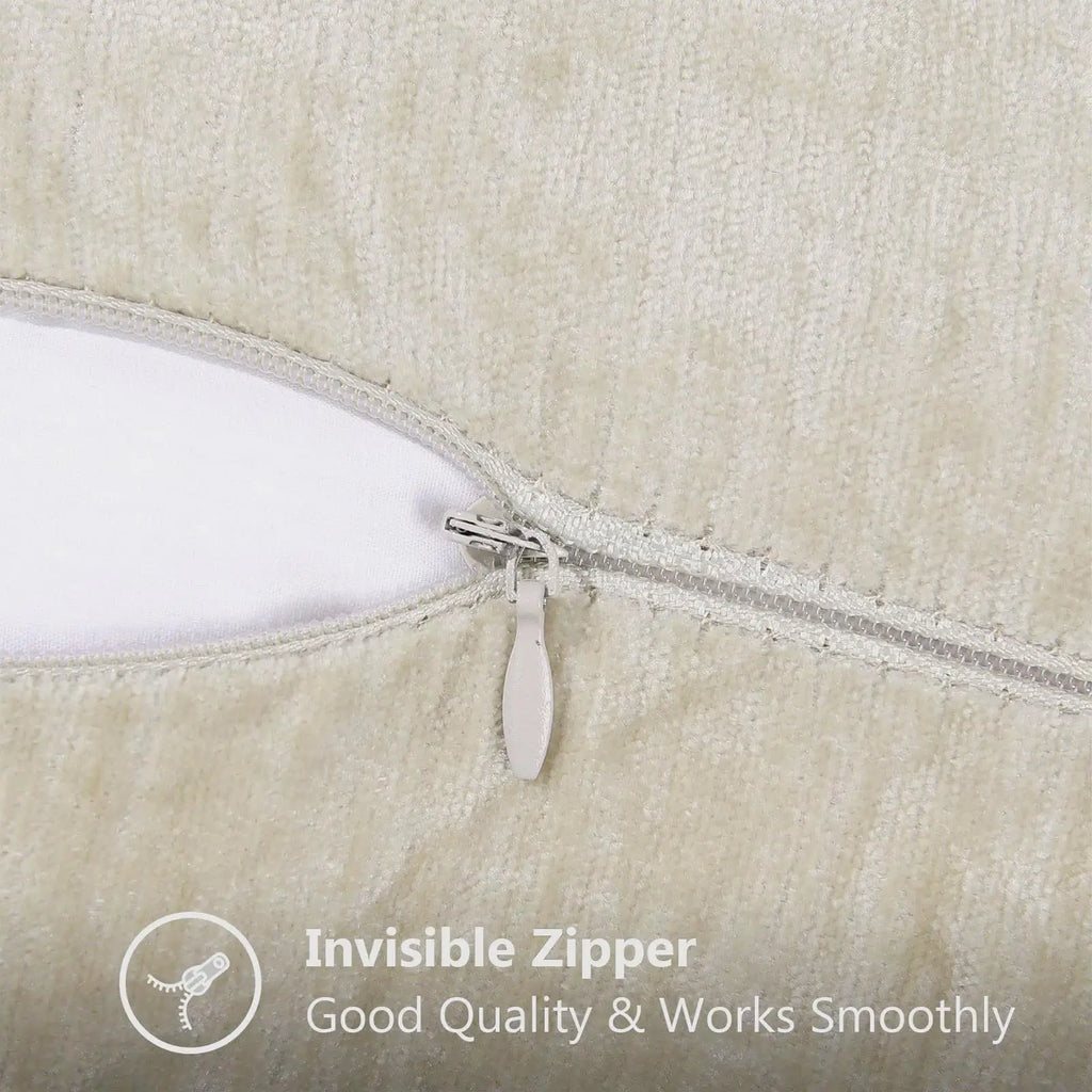 Chenille Throw Pillow Cover Stitched Edge Cushion Case