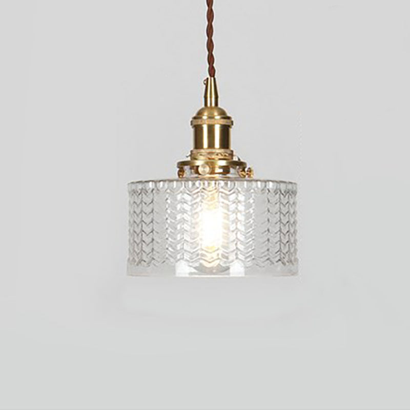 Japanese Brass Glass Pendant Light