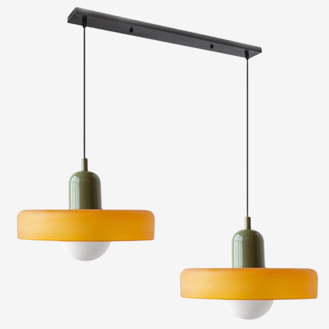 Double Glass Pendant Lamp – Retro Inspired Modern Dining Table Design