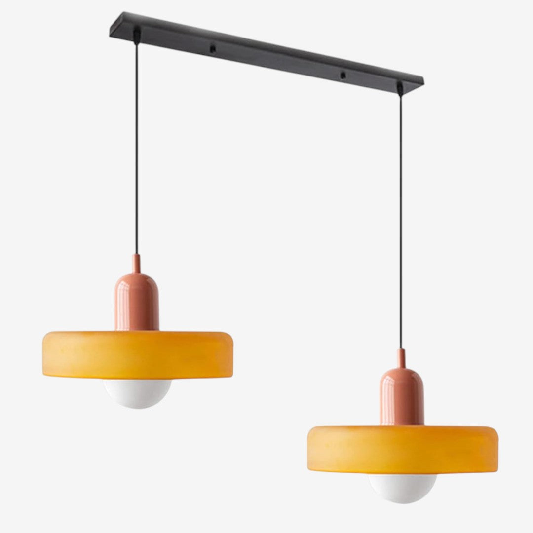 Double Glass Pendant Lamp – Retro Inspired Modern Dining Table Design