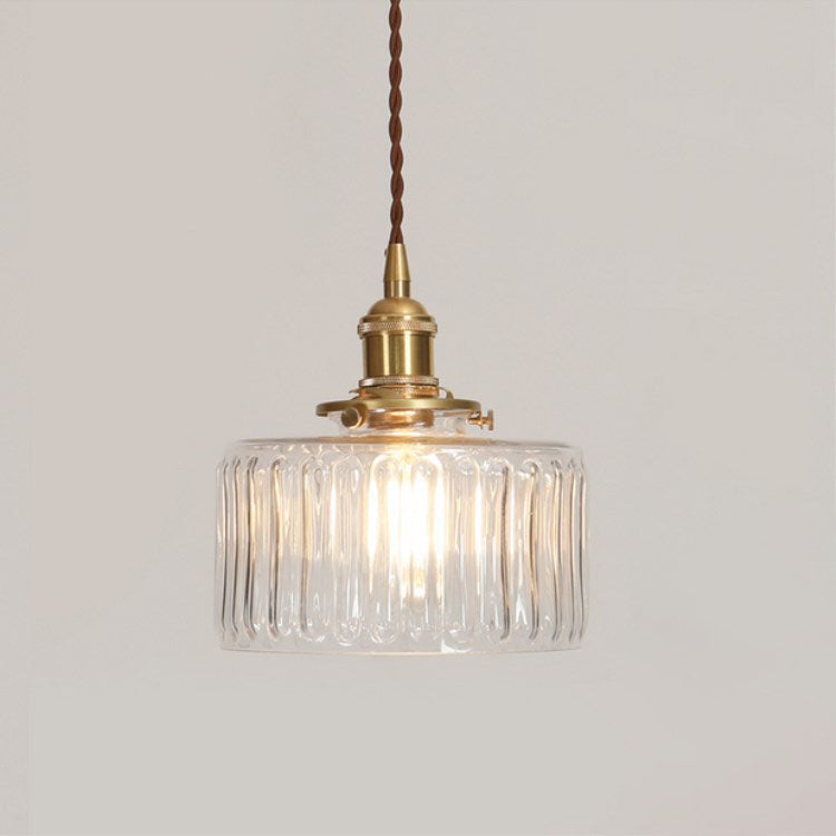 Japanese Brass Glass Pendant Light
