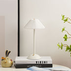 Table Lamp Brass Fabric | Scandinavian Modern Style | Cordless Rechargeable 2000mAh Battery | 3-Color Switch Ambient Glow