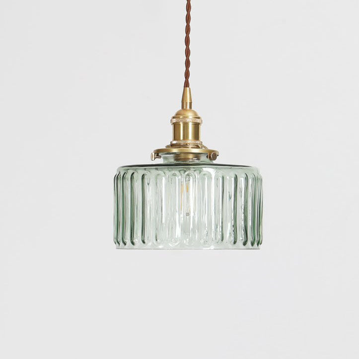 Japanese Brass Glass Pendant Light