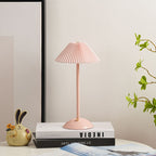 Table Lamp Brass Fabric | Scandinavian Modern Style | Cordless Rechargeable 2000mAh Battery | 3-Color Switch Ambient Glow