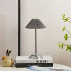 Table Lamp Brass Fabric | Scandinavian Modern Style | Cordless Rechargeable 2000mAh Battery | 3-Color Switch Ambient Glow