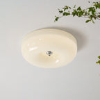 Glass Flush Mount Ceiling Light | Dimmable LED with Three Color Temperatures | Direct Wire Lighting for Bedrooms and Offices