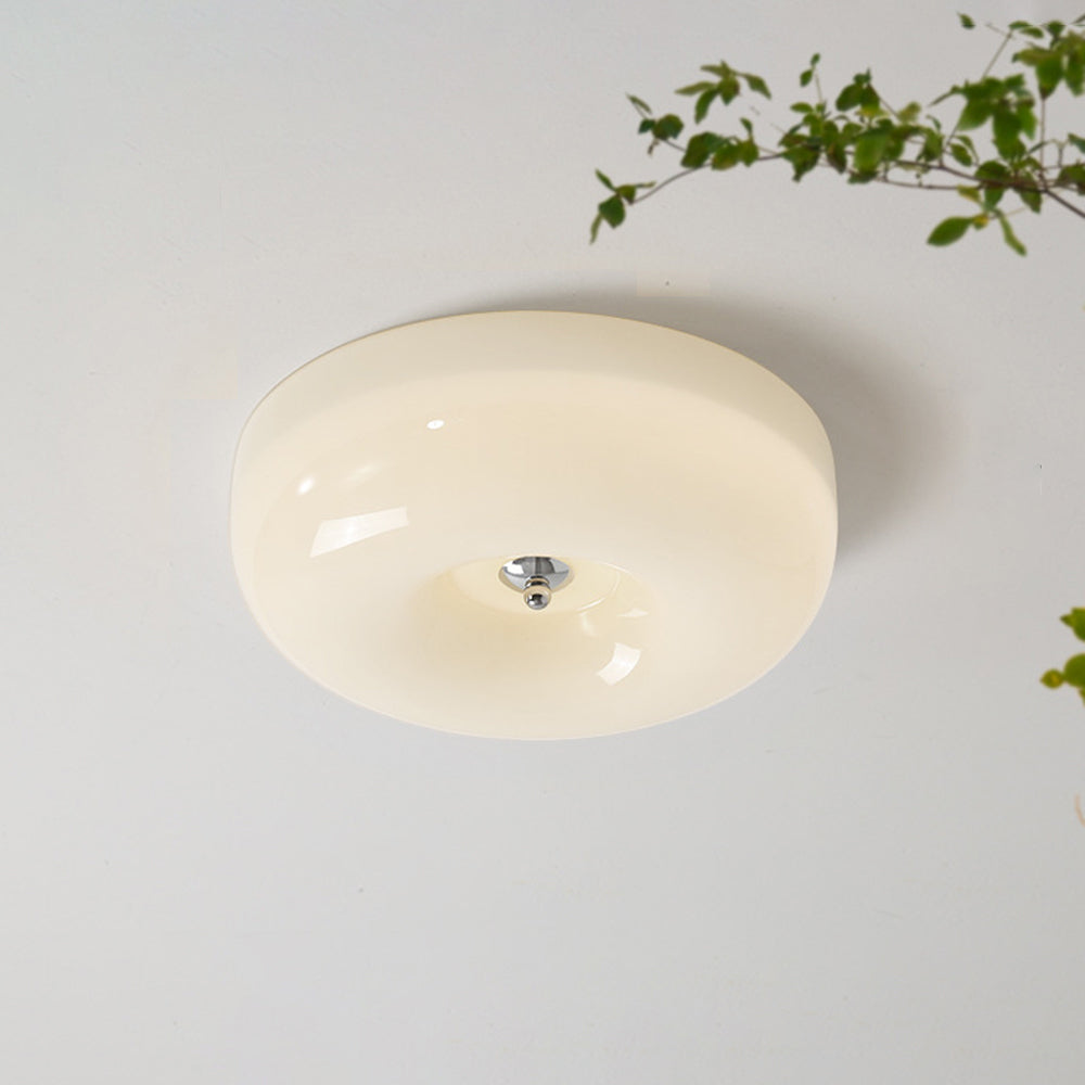 Glass Flush Mount Ceiling Light | Dimmable LED with Three Color Temperatures | Direct Wire Lighting for Bedrooms and Offices