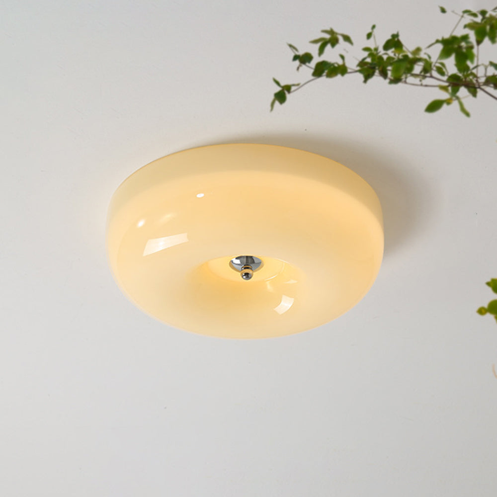 Glass Flush Mount Ceiling Light | Dimmable LED with Three Color Temperatures | Direct Wire Lighting for Bedrooms and Offices