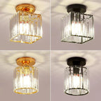Crystal Flush Mount Ceiling Light Iron and Crystal Glass | Hardwired E27 Base | Functional Ambient Lighting for Hallways