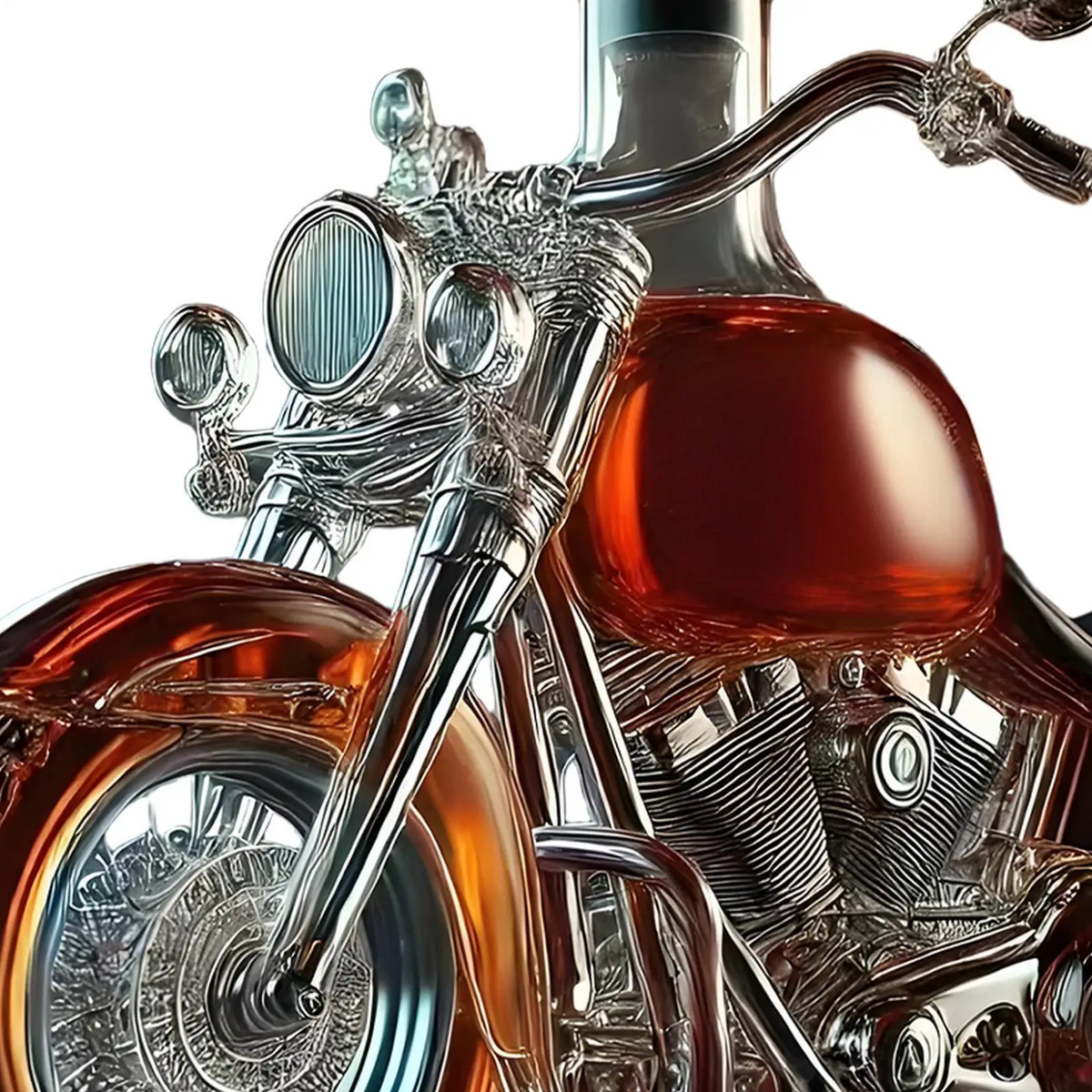 Whiskey Decanter Glass Motorcycle Shape | Motorbike Themed Bar Centerpiece | Spirit Storage and Conversation Starter