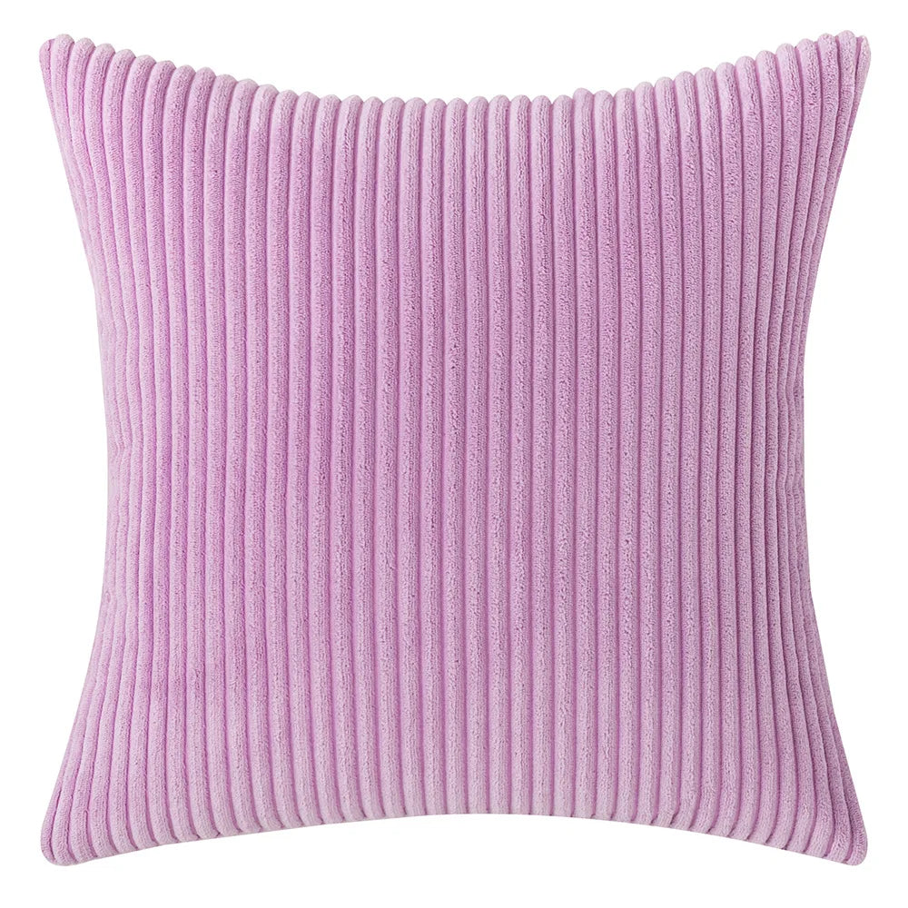 Corduroy Striped Throw Pillow Textured Decorative Cushion Cover