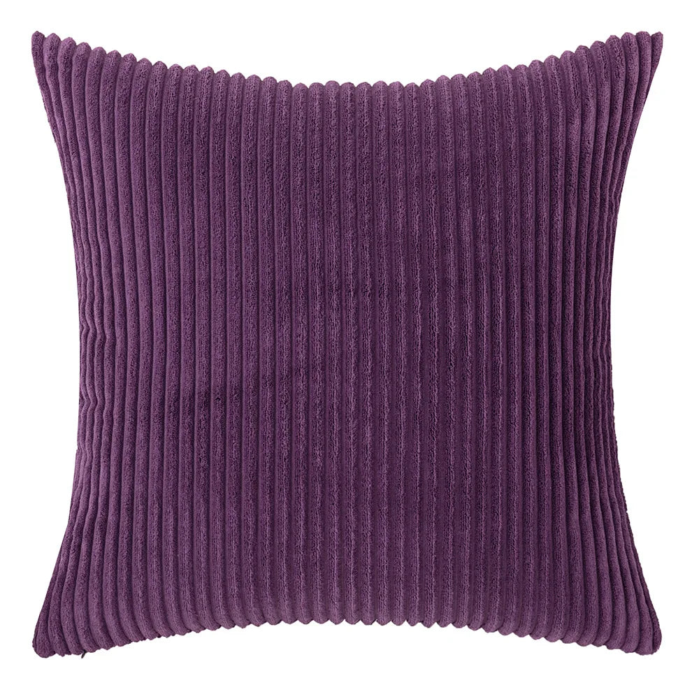 Corduroy Striped Throw Pillow Textured Decorative Cushion Cover