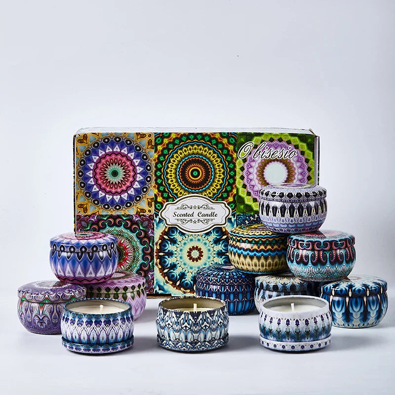 Bohemian Scented Candle Set Decorative Soy Wax Aromatherapy Gift Collection