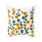 Embroidered Cushion Cover Cotton Polyester Canvas | Floral Pattern Twill Weave | Hidden Zipper for Seamless Home Styling