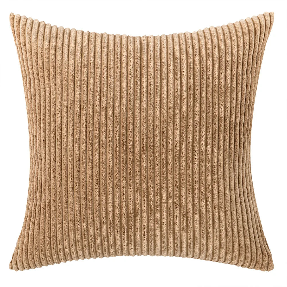 Corduroy Striped Throw Pillow Textured Decorative Cushion Cover