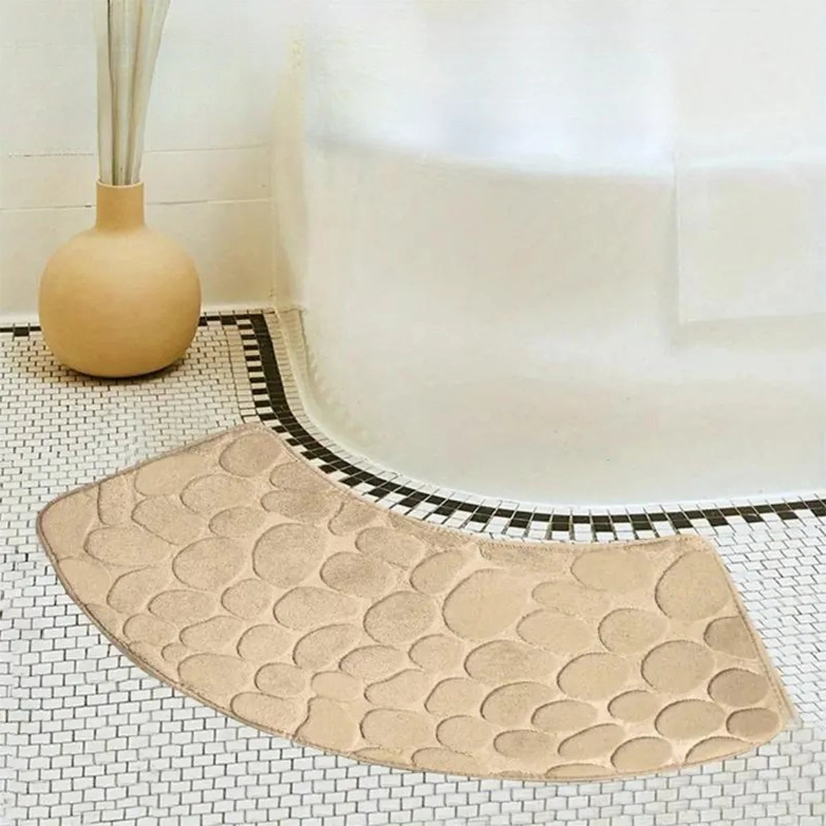 Curved Thickened Non-slip Bath Mat for Shower and Toilet Floor