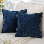 Chenille Throw Pillow Cover Stitched Edge Cushion Case