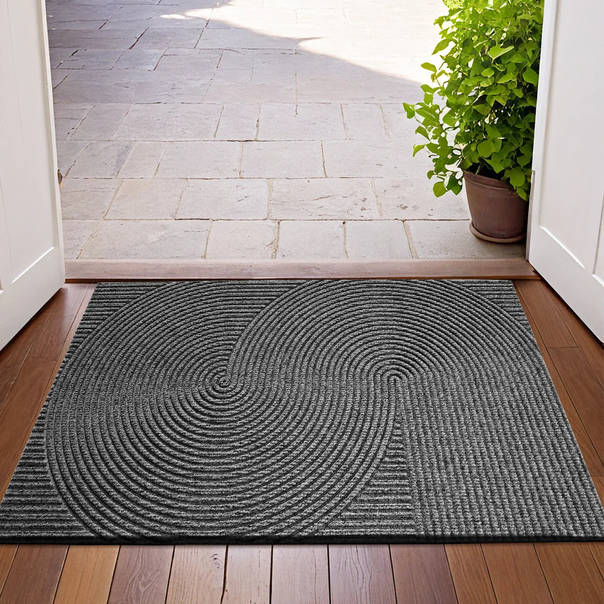 3D Groove Doormat - Wear-Resistant Polyester with Non-Slip for Indoor and Outdoor Use