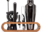 Stainless Steel Cocktail Shaker Set Bartender Kit Bamboo Stand - Image 5