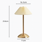 Table Lamp Brass Fabric | Scandinavian Modern Style | Cordless Rechargeable 2000mAh Battery | 3-Color Switch Ambient Glow