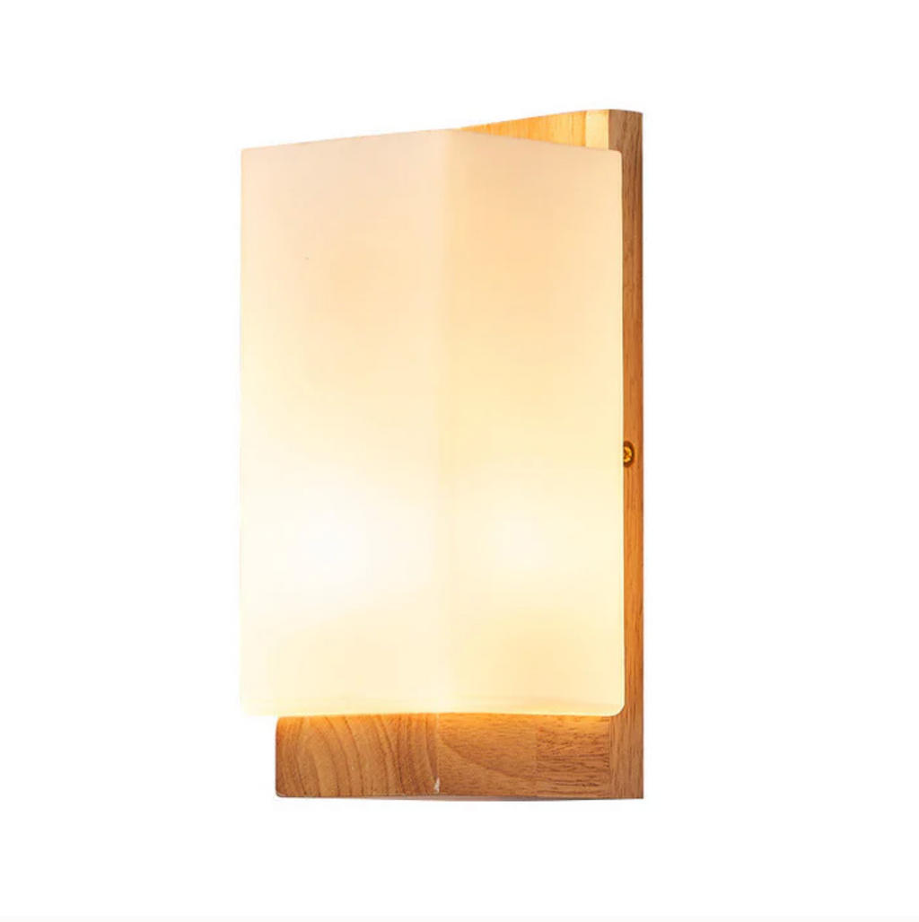 Wood Wall Sconce Glass Shade | Modern Minimalist Style | Soft Ambient Lighting for Bedrooms Hallways and Living Rooms