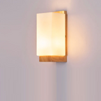 Wood Wall Sconce Glass Shade | Modern Minimalist Style | Soft Ambient Lighting for Bedrooms Hallways and Living Rooms