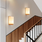 Wood Wall Sconce Glass Shade | Modern Minimalist Style | Soft Ambient Lighting for Bedrooms Hallways and Living Rooms