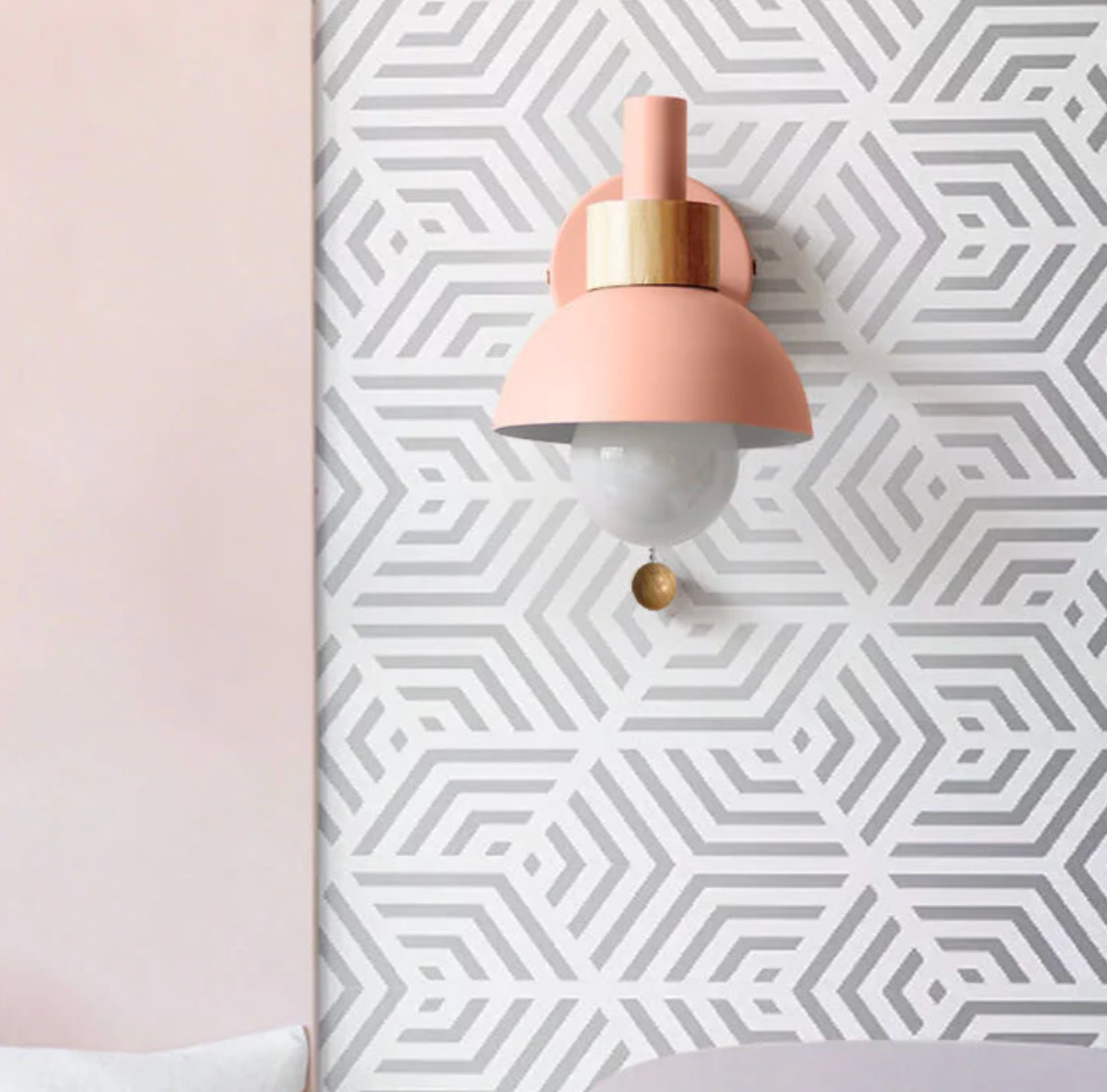 Wall Light Wood and Iron 16 cm x 15 cm x 10 cm | Pull Chain Switch | Space-Saving Wall Mounted LED Ambient Lighting