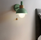 Wall Light Wood and Iron 16 cm x 15 cm x 10 cm | Pull Chain Switch | Space-Saving Wall Mounted LED Ambient Lighting