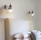 Wall Light Wood and Iron 16 cm x 15 cm x 10 cm | Pull Chain Switch | Space-Saving Wall Mounted LED Ambient Lighting