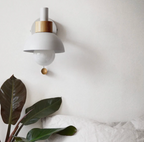 Wall Light Wood and Iron 16 cm x 15 cm x 10 cm | Pull Chain Switch | Space-Saving Wall Mounted LED Ambient Lighting